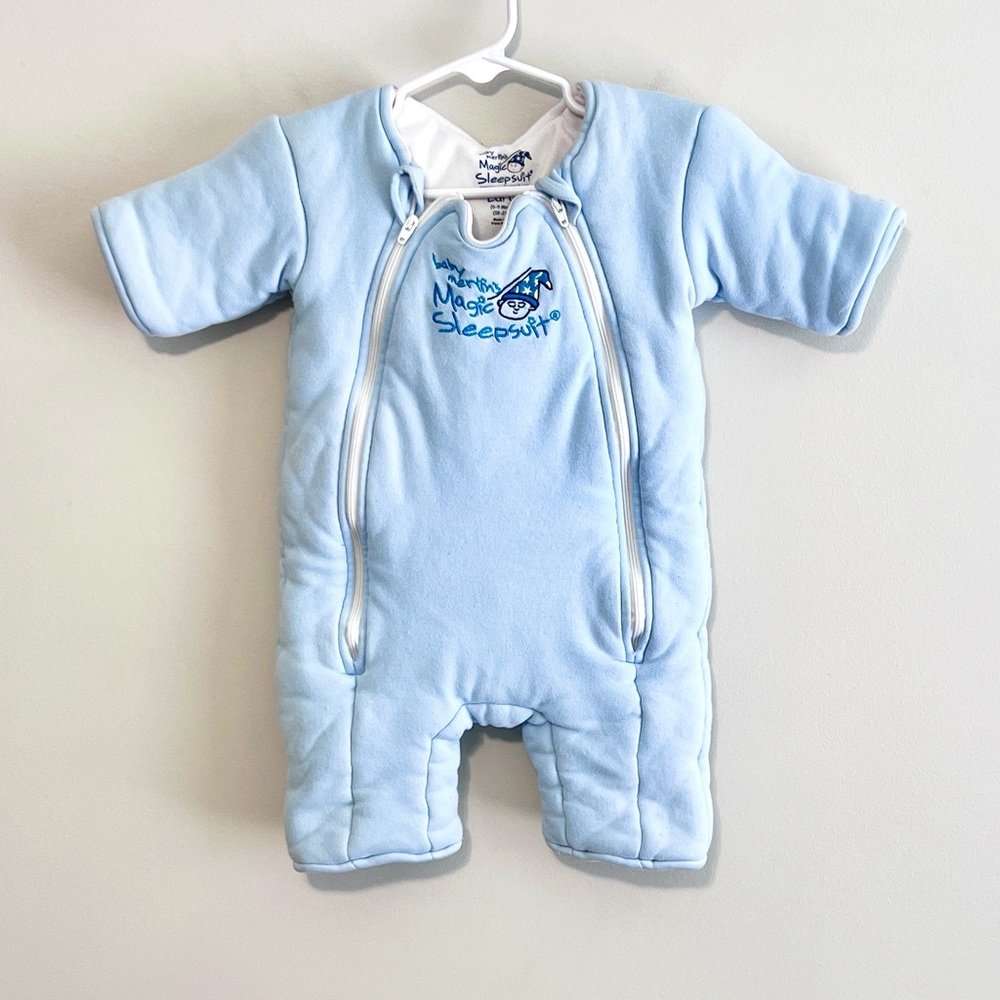Baby Merlin's Magic Sleepsuit Cotton Transition Swaddle Blue Large 18-21lbs